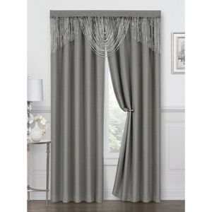 NEW Salon de Maison  delicate lurex weave Curtain w Silver LUNA 50 X 64 2 PANELS